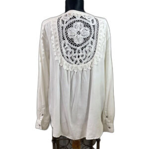 Anthropologie Holding Horses crochet back tunic blouse top size S Rodeo Boho